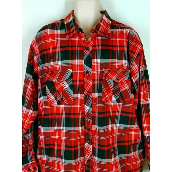 American Fusion Gear Mens Western Button Up Shirt XL Red Plaid Roll Up L/S NWOT - Picture 6 of 12